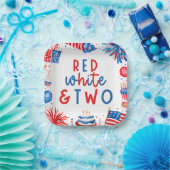 赤、白、2日7月2日の誕生日パーティー ペーパープレート (パーティー)