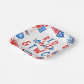 赤、白、2日7月2日の誕生日パーティー ペーパープレート (傾斜あり)