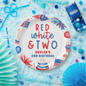 赤、白、2日7月2日の誕生日パーティー ペーパープレート (パーティー)