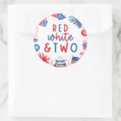 赤、白、2日7月2日の誕生日パーティー ラウンドシール (バッグ)