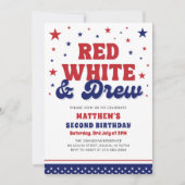 赤、白、2日7月2日の誕生日パーティー 招待状 (正面)