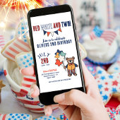 赤、白、2歳の誕生日パーティー 招待状