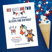 赤、白、2歳の誕生日パーティー 招待状