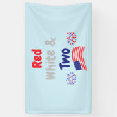 赤、白、2歳の誕生日 横断幕 (縦)