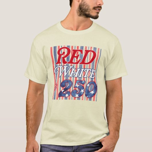 赤 白 250本のストライプ Tシャツ (正面)