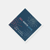 赤・白・7月4日の花火花火赤ちゃんシャワー スタンダードカクテルナプキン (角)