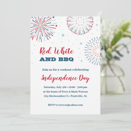 赤、白、BBQ招待状 招待状 (スタンド正面)