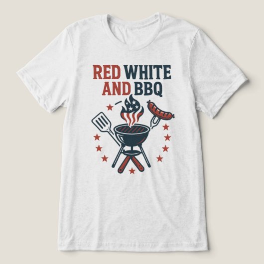 赤、白、BBQ トライブレンドTシャツ (デザイン正面)