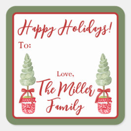 赤&白Chinoiserieトピアリーホリデーギフト スクエアシール