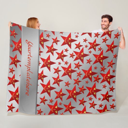 赤、笑い、幸せ、星、虹、色 フリースブランケット (インサイチュ)