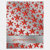 赤、笑い、幸せ、星、虹、色 フリースブランケット (正面)