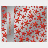 赤、笑い、幸せ、星、虹、色 フリースブランケット (正面(横))