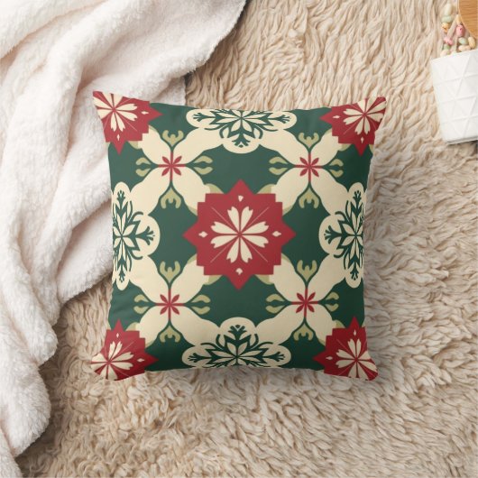 赤、素朴緑、クリームのクリスマス装飾用クッション クッション (ブランケット)