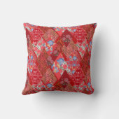 赤、素朴、パッチワーク クッション (裏面)