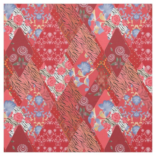 赤、素朴、パッチワーク ファブリック (見本)