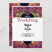 赤、紫の結婚式招待状 招待状 (正面/裏面)