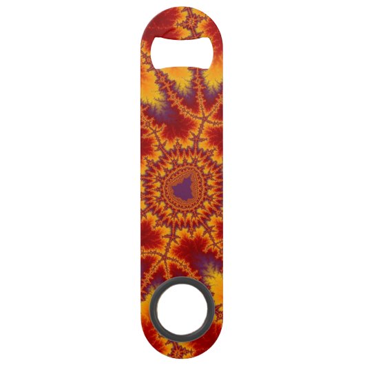 赤、紫カラフル、および黄色のフラクタル スピード栓抜き (正面)