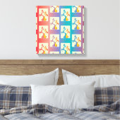 赤、紫モダン、青のチューリップのカップルのパターン キャンバスプリント (インサイチュ (寝室))