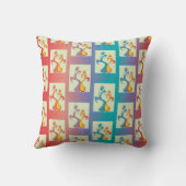 赤、紫モダン、青のチューリップのカップルのパターン クッション (裏面)