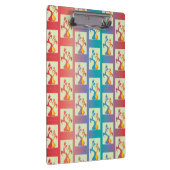 赤、紫モダン、青のチューリップのカップルのパターン クリップボード (右)