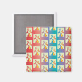 赤、紫モダン、青のチューリップのカップルのパターン マグネット (正面/裏面)