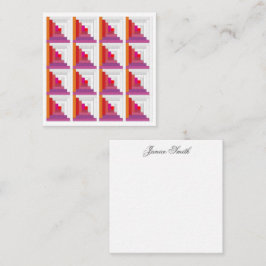 赤、紫、オレンジ、白のログキャビンキルト ノートカード