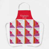 赤、紫、オレンジ、白の丸太小屋キルト エプロン (正面)