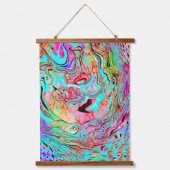 赤、紫、ティール(緑がかった色)カラーのブラスト流体アート 吊り下げ型タペストリー (正面)