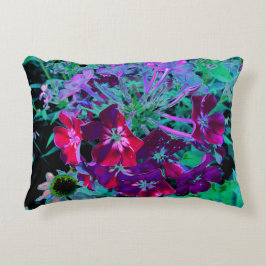 赤、紫、ピンクの劇的な庭の花 アクセントクッション
