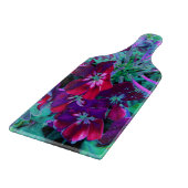 赤、紫、ピンクの劇的な庭の花 カッティングボード (角)