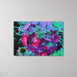赤、紫、ピンクの劇的な庭の花 キャンバスプリント