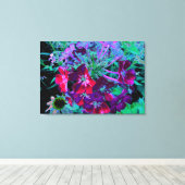赤、紫、ピンクの劇的な庭の花 キャンバスプリント (インサイチュ (ウッドフロア))