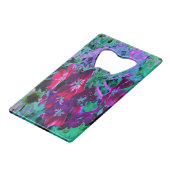 赤、紫、ピンクの劇的な庭の花 クレジットカード栓抜き (正面アングル)