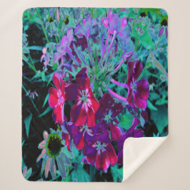 赤、紫、ピンクの劇的な庭の花 シェルパブランケット