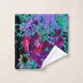 赤、紫、ピンクの劇的な庭の花 バスタオルセット (ウォッシュタオル)