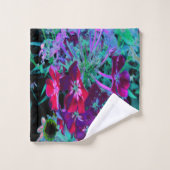 赤、紫、ピンクの劇的な庭の花 バスタオルセット (ウォッシュタオル)