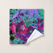 赤、紫、ピンクの劇的な庭の花 バスタオルセット (ウォッシュタオル)