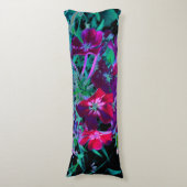 赤、紫、ピンクの劇的な庭の花 ボディピロー (正面縦)