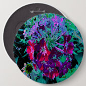 赤、紫、ピンクの劇的な庭の花 缶バッジ (正面&裏面)