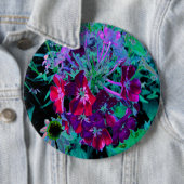 赤、紫、ピンクの劇的な庭の花 缶バッジ (インサイチュ)