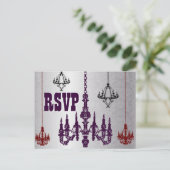 赤・紫・銀シャンデリアRSVPポストカード インビテーションポストカード (スタンド正面)