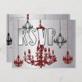 赤・紫・銀シャンデリアRSVPポストカード インビテーションポストカード (正面/裏面)