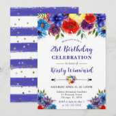 赤・紫・青の夏の花21歳の誕生日 招待状 (正面/裏面)