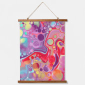 赤、紫、青の大理石の流体アート 吊り下げ型タペストリー (正面)