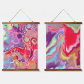 赤、紫、青の大理石の流体アート 吊り下げ型タペストリー (ダブル)