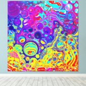 赤、紫、青、緑の黄色の抽象芸術アート キャンバスプリント (インサイチュ (ウッドフロア))