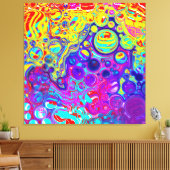 赤、紫、青、緑の黄色の抽象芸術アート キャンバスプリント (インサイチュ (リビング))