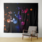 赤、紫、青、茶色の抽象的なボケデザインデジタルアート タペストリー (インサイチュ(横))