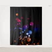 赤、紫、青、茶色の抽象的なボケデザインデジタルアート タペストリー (正面)