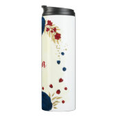 赤・紺の花金ゴールド葉 タンブラー (回転右)